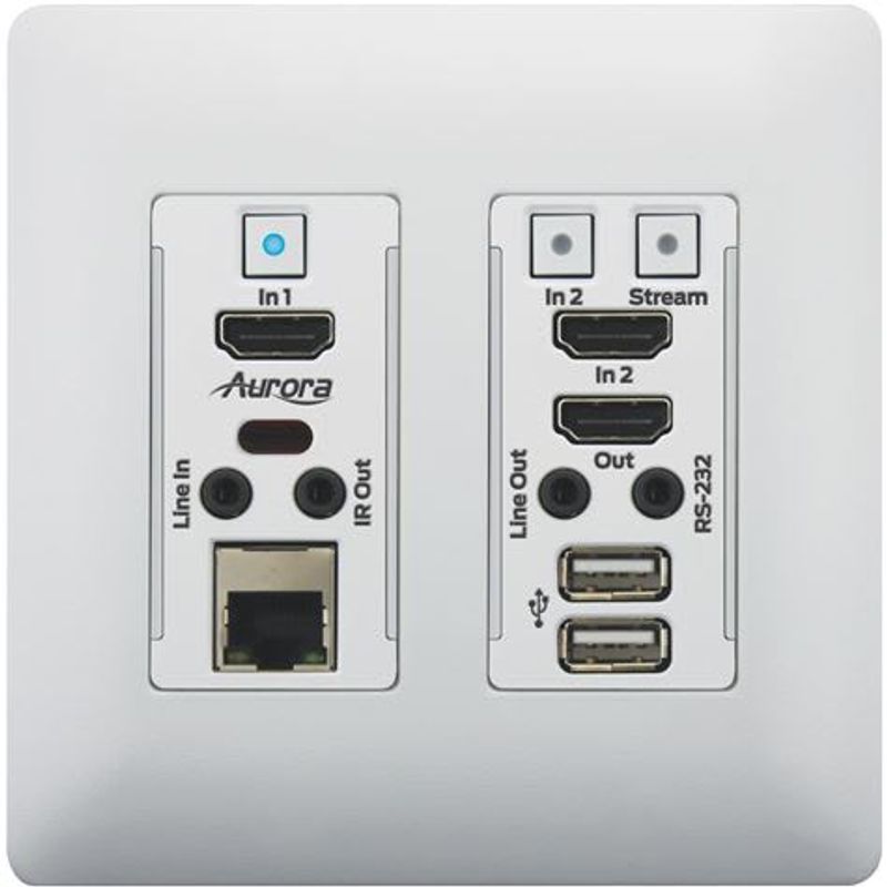 AURORA veggpanel transciever 1G 2xHDMI RS232 USB IR hvit