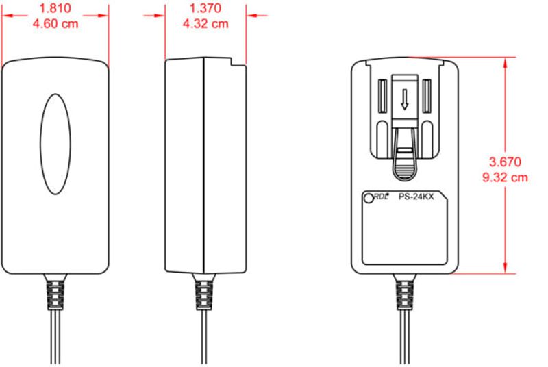 RDL Strømforsyning 24VDC 1000mA Switching DC plugg
