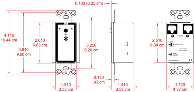 Veggmontert bluetooth audio Format-A interface, sort