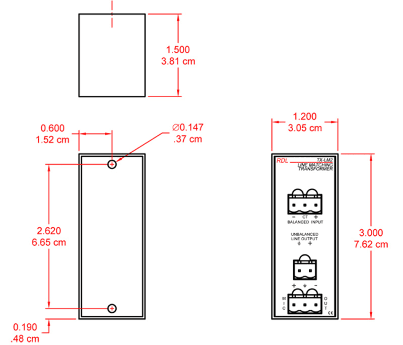RDL Transformator Attenuator Linje->Mik Skruterminering