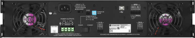 Dynacord Forsterker DSP 2x950W 4ohm 2U Inst, 2xLavOhm eller 1x10