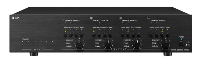 Hovedbilde TOA Matrise mikser/forsterker, 4x 250W, 100V, 2Mic+4Line, 6x4mat