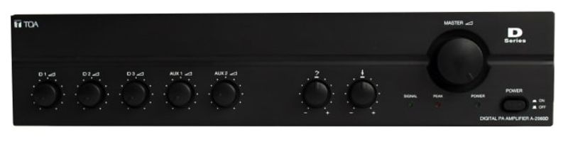 Mikseforsterker 240W,dig.sluttrinn,1xDIN,2xJackBal,2xAuxRCA
