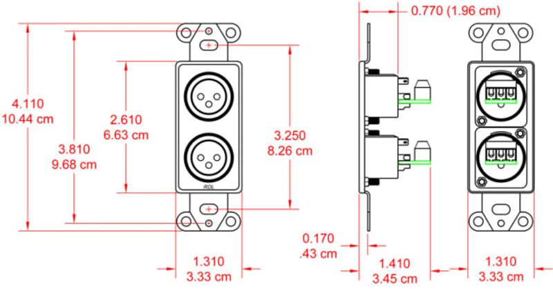 RDL XLR 3-pin Female & 3-pin Male on D Plate-Solder type-Black