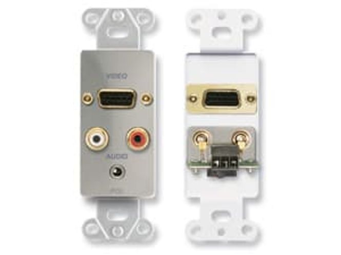 Hovedbilde RDL Termineringsplate 2x RCA,1x3,5mm,1xVGA for US-veggboks