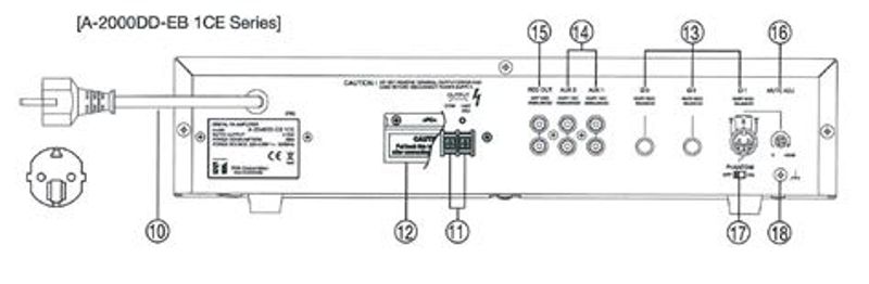Mikseforsterker 30W,Dig.sluttrinn,1xDIN,2xJackBal,2xAuxRCA