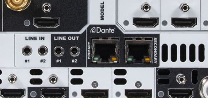 Optional Analog and Dante audio 32x32 card for Alta series
