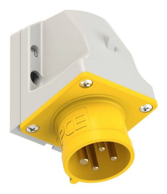 Hovedbilde 16A 110V 3P+E, Apparatinntak han, veggmontert, gul