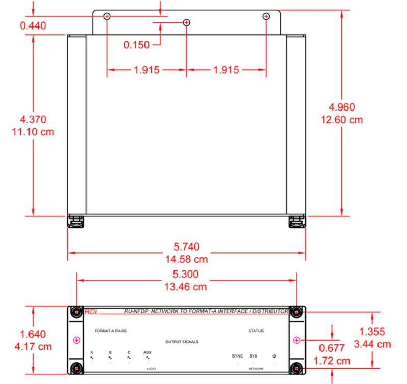 RDL Dante Format A 3 Kanaler + lokal Aux Ut POE
