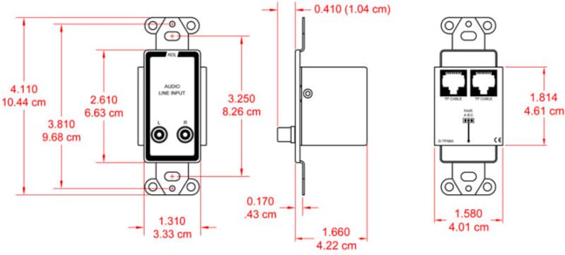 RDL Passive Single-Pair Sender-Format-A-stereo phono jack IP